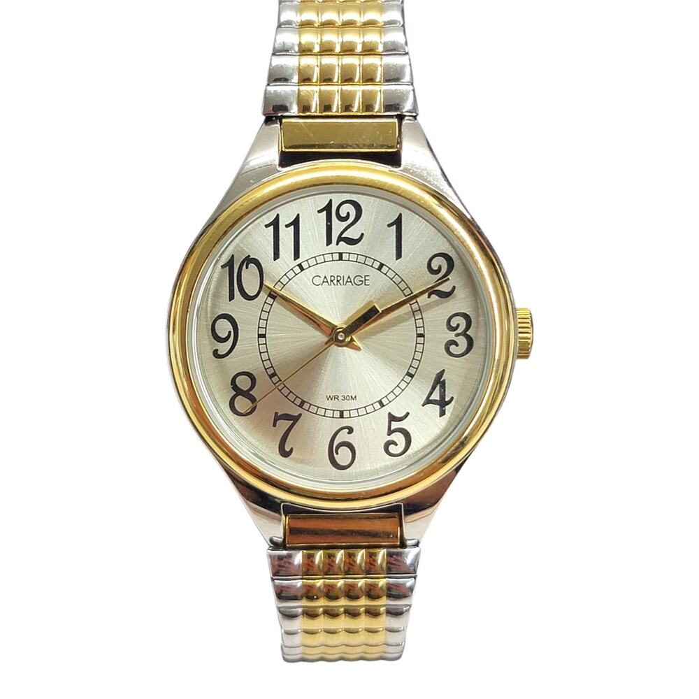 Carriage by Timex Womens Watch Two Tone Stretch Band Silver Dial